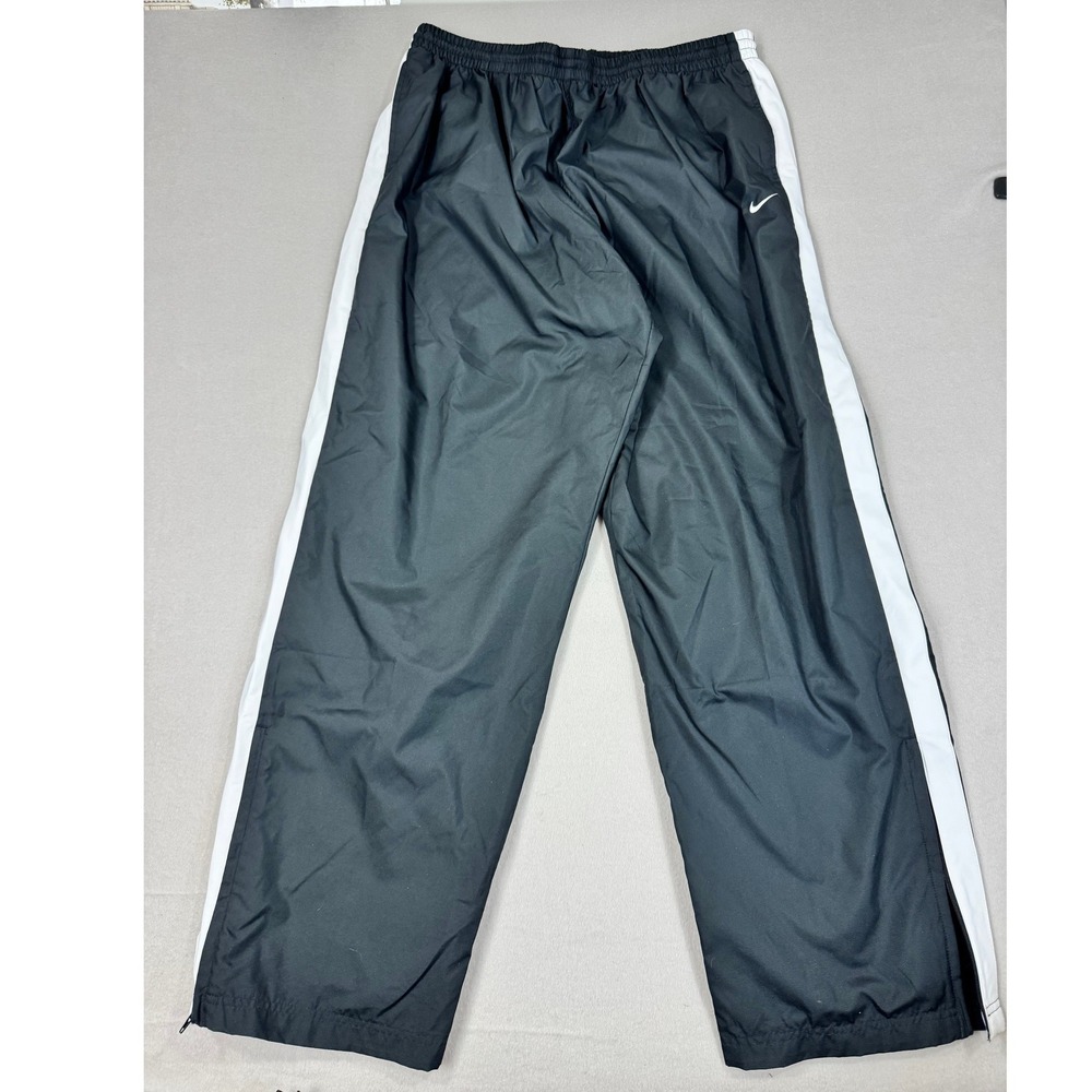 Nike Mens XXL Black White Stripe Windbreaker‎ Track Pants Ankle Zip Lined